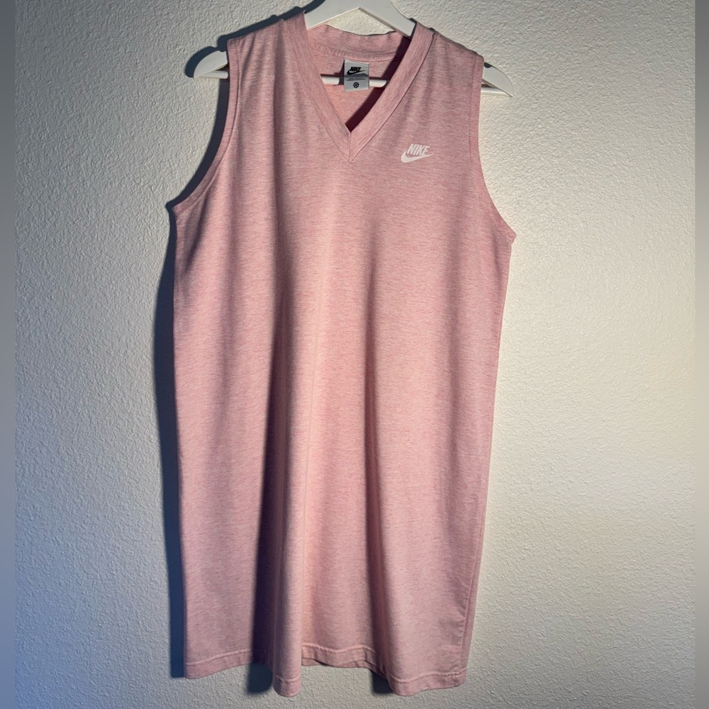 Nike Knit V-Neck Athleisure Dress Soft Pink